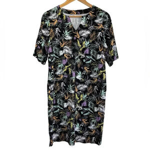 Hang Ten Sun Dress Medium UV Protection UPF 50+ Black Tropical Breathable Pocket